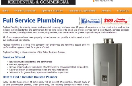 Payless Plumbing - Private Local Business Company Webpage